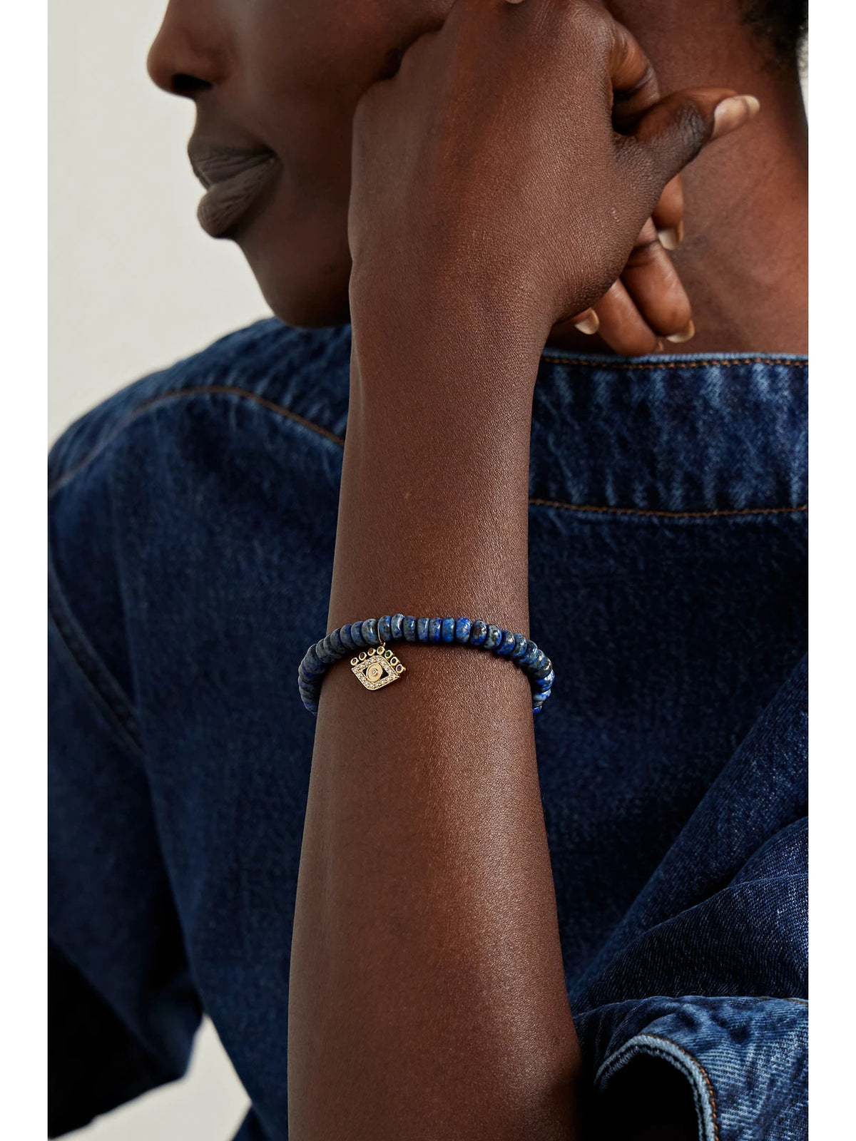 Image of Bracelets. Product name - Evil Eye 14-karat Gold Multi-stone Bracelet in Multi colour by brand - Sydney Evan