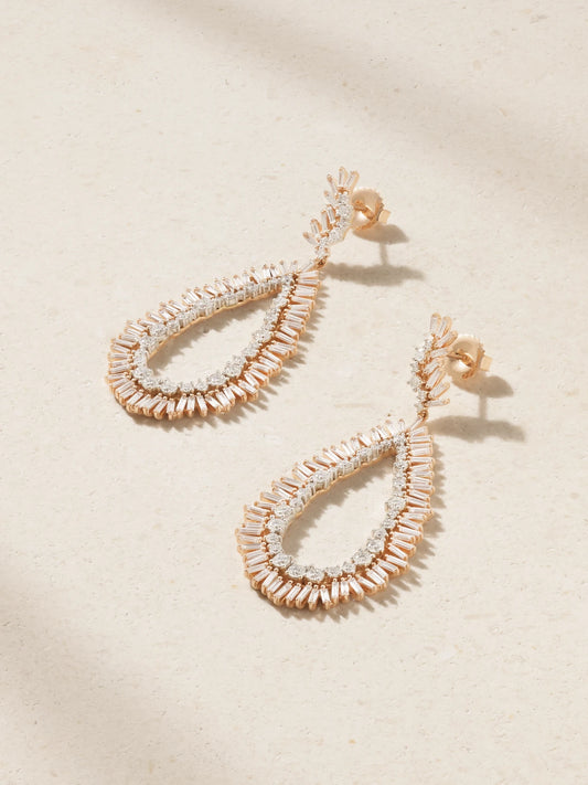18-karat Rose And White Gold Diamond Earrings