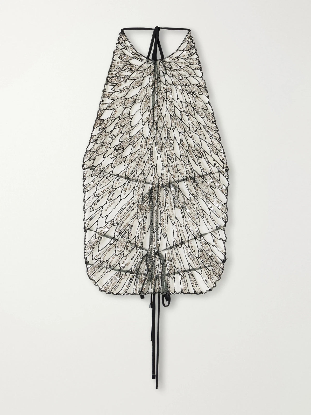 The Attico Tie-detailed Sequin-embellished Tulle Tank