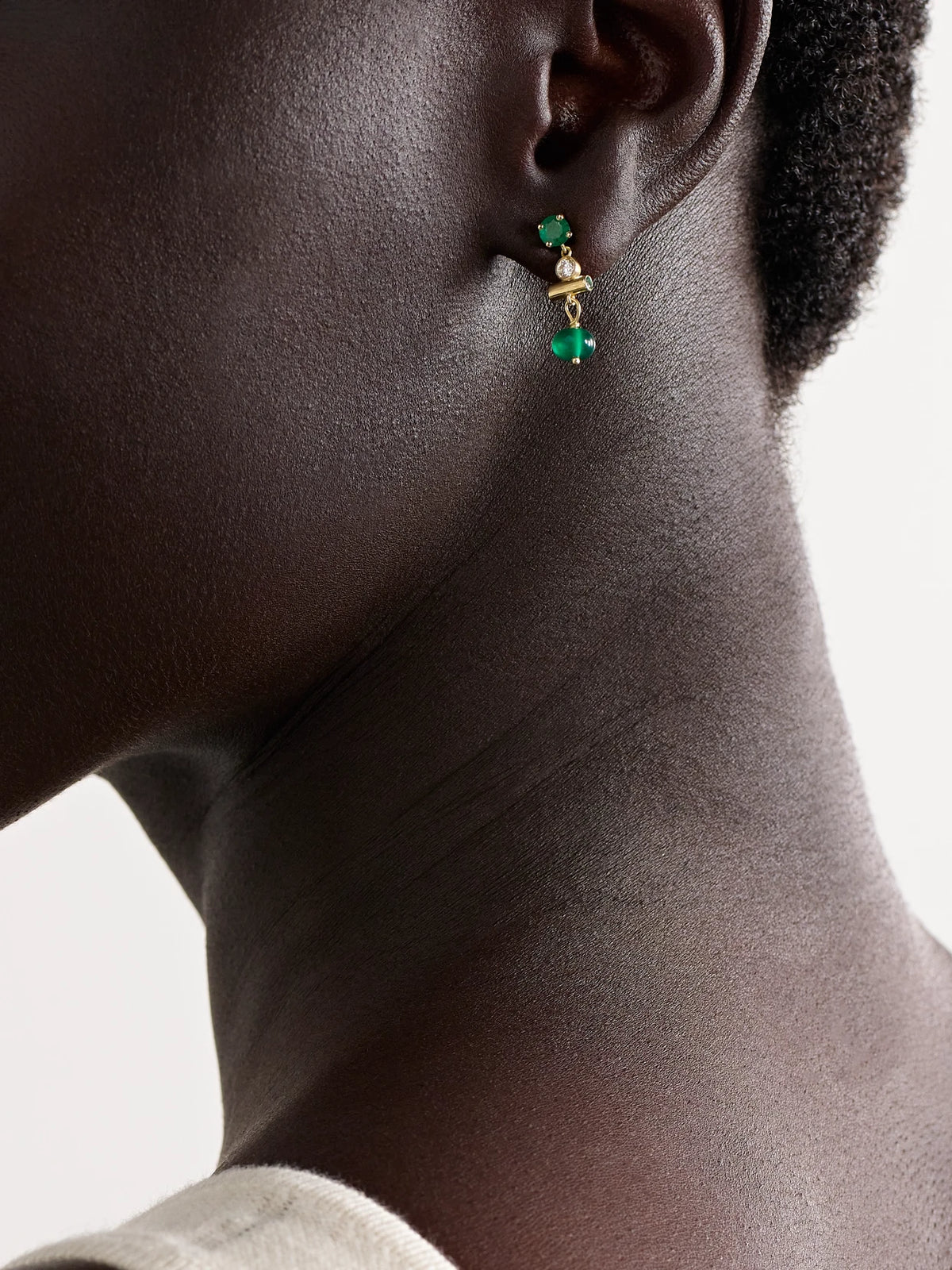 Image of Earrings. Product name - 18-karat Gold Multi-stone Earrings in Green colour by brand - Ileana Makri