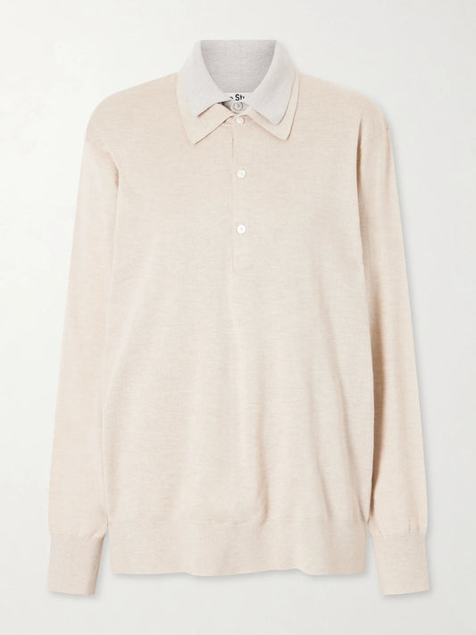 Layered Silk-blend Polo Sweater