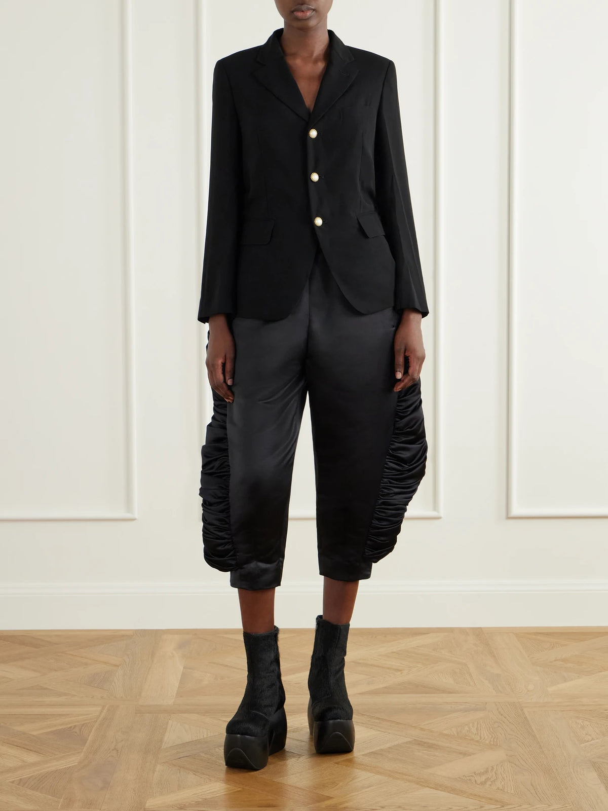 Image of Coats & Jackets. Product name - Crepe Blazer in Black colour by brand - Comme des Garçons