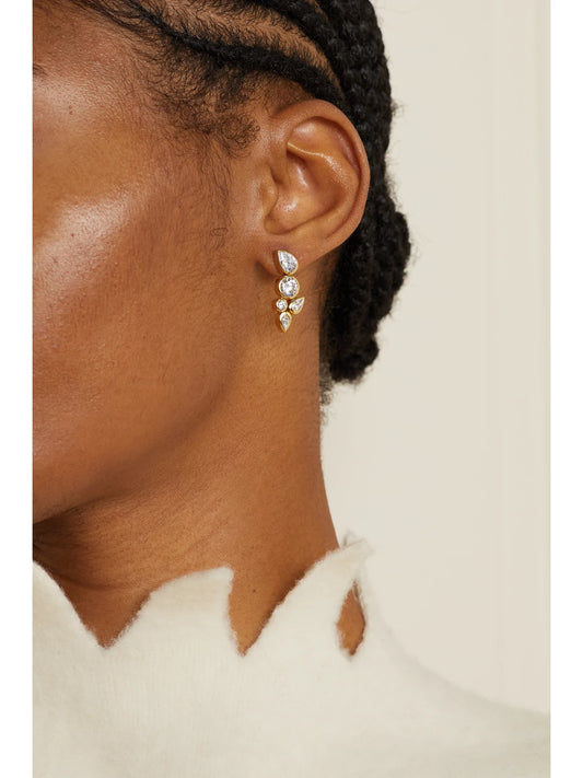 Image of Jewelry. Product name - + Net Sustain No Rush Recycled Gold Vermeil Cubic Zirconia Earrings in Multi colour by brand - Completedworks