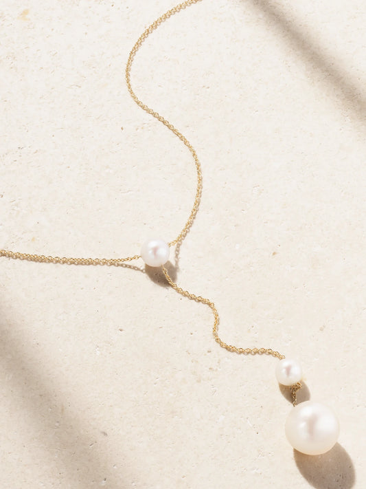 Trois Moon 14-karat Recycled Gold Pearl Necklace