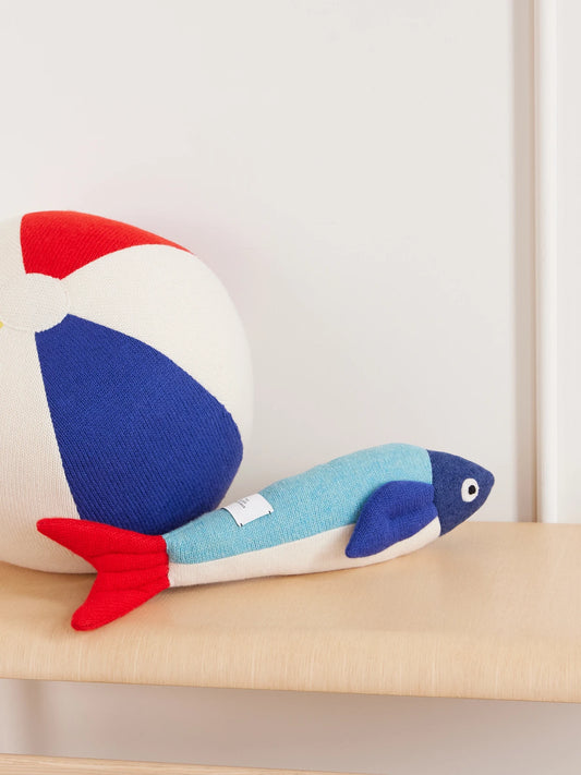 Image of Decor. Product name - Fish Patchwork-cashmere Plushie in Multi colour by brand - The Elder Statesman