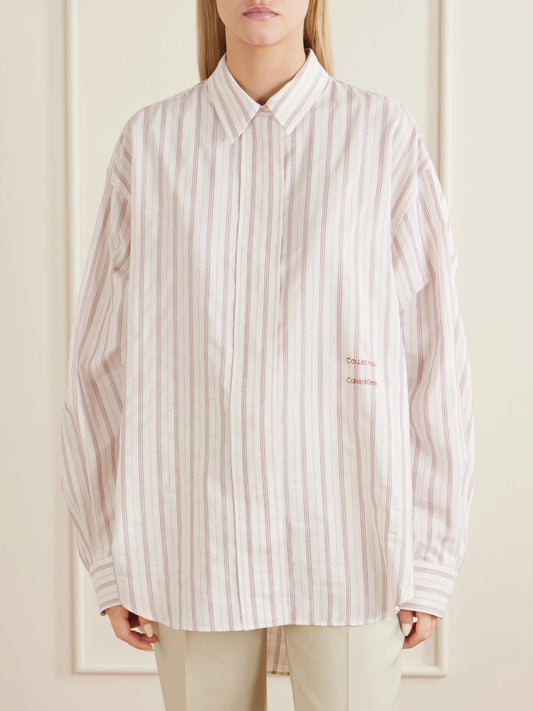 Amari Pinstriped Cotton And Silk-blend Shirt