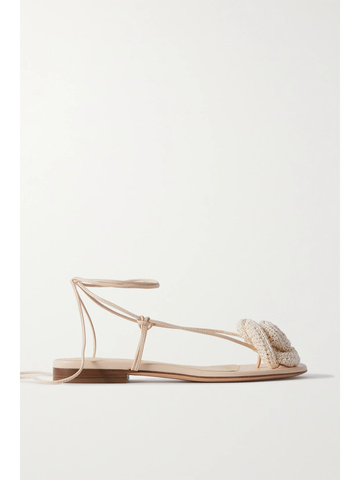 Crocheted Cotton-blend And Leather Sandals