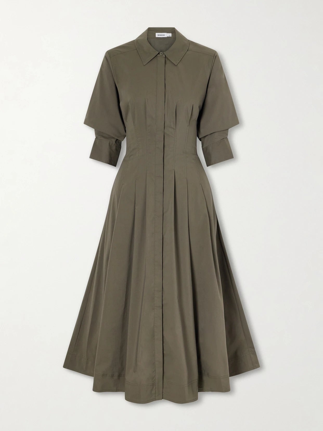 Jazz Pintucked Cotton-blend Poplin Midi Shirt Dress