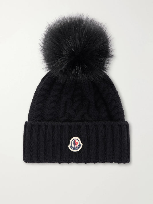 Moncler Plush-trimmed Wool And Cashmere-blend Beanie