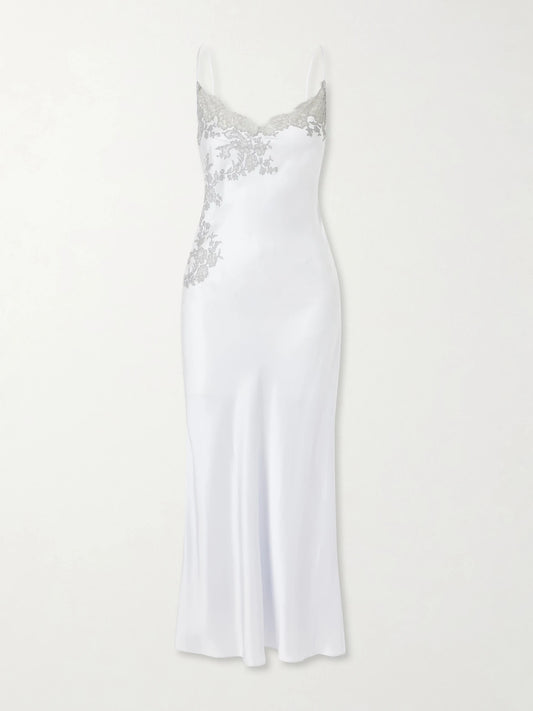 Carine Gilson Lace-embroidered Silk Midi Dress