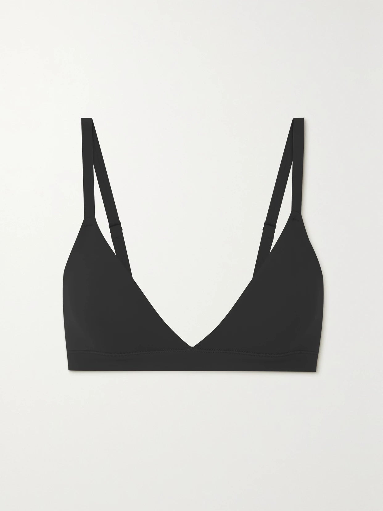 Image of Lingerie. Product name - Fits Everybody Triangle Bralette - Onyx in Black colour by brand - SKIMS