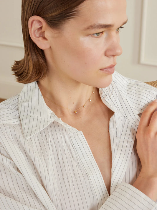 Image of Necklaces. Product name - Lou Ensemble 18-karat Recycled Gold Diamond Necklace in Multi colour by brand - Sophie Bille Brahe