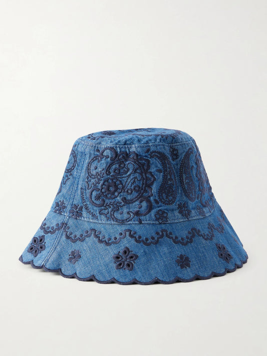 Embroidered Denim Bucket Hat