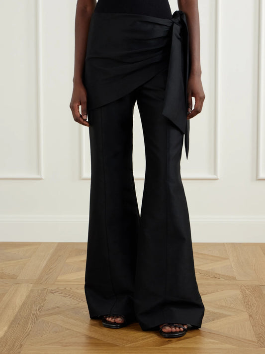 Zimmermann Tie-detailed Wool And Silk-blend Flared Pants