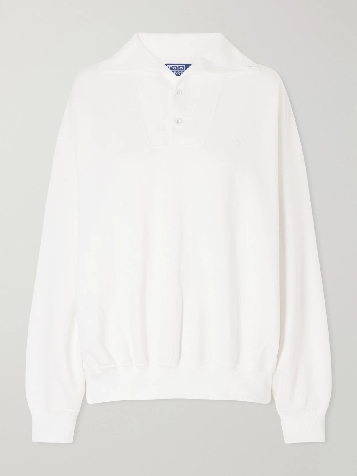 Image of Sleepwear & Loungewear. Product name - + Wimbledon Logo-embroidered Cotton-blend Sweatshirt in White colour by brand - Polo Ralph Lauren
