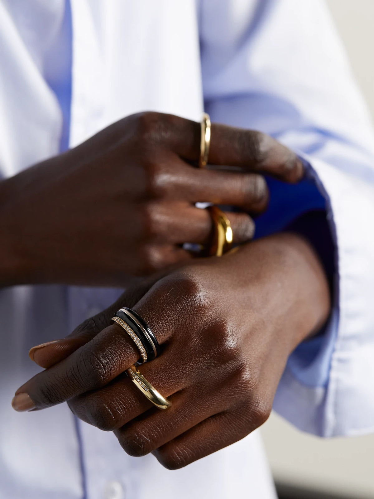Image of Rings. Product name - Essential Stacking 14-karat Recycled Gold Onyx Ring in Black colour by brand - By Pariah