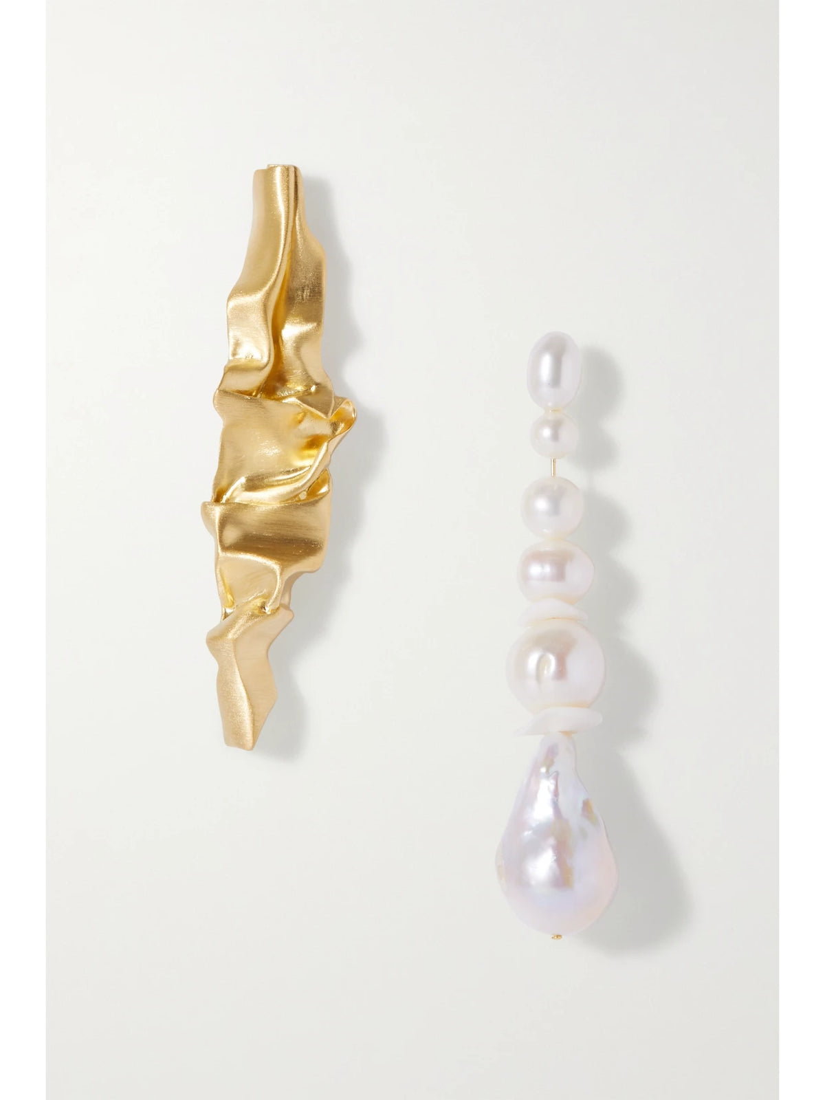 Crumple Gold Vermeil, Pearl And Ceramic Earrings