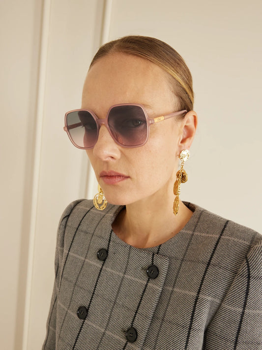 Image of Sunglasses. Product name - Judy Round-frame Acetate Sunglasses in Beige colour by brand - Chloé