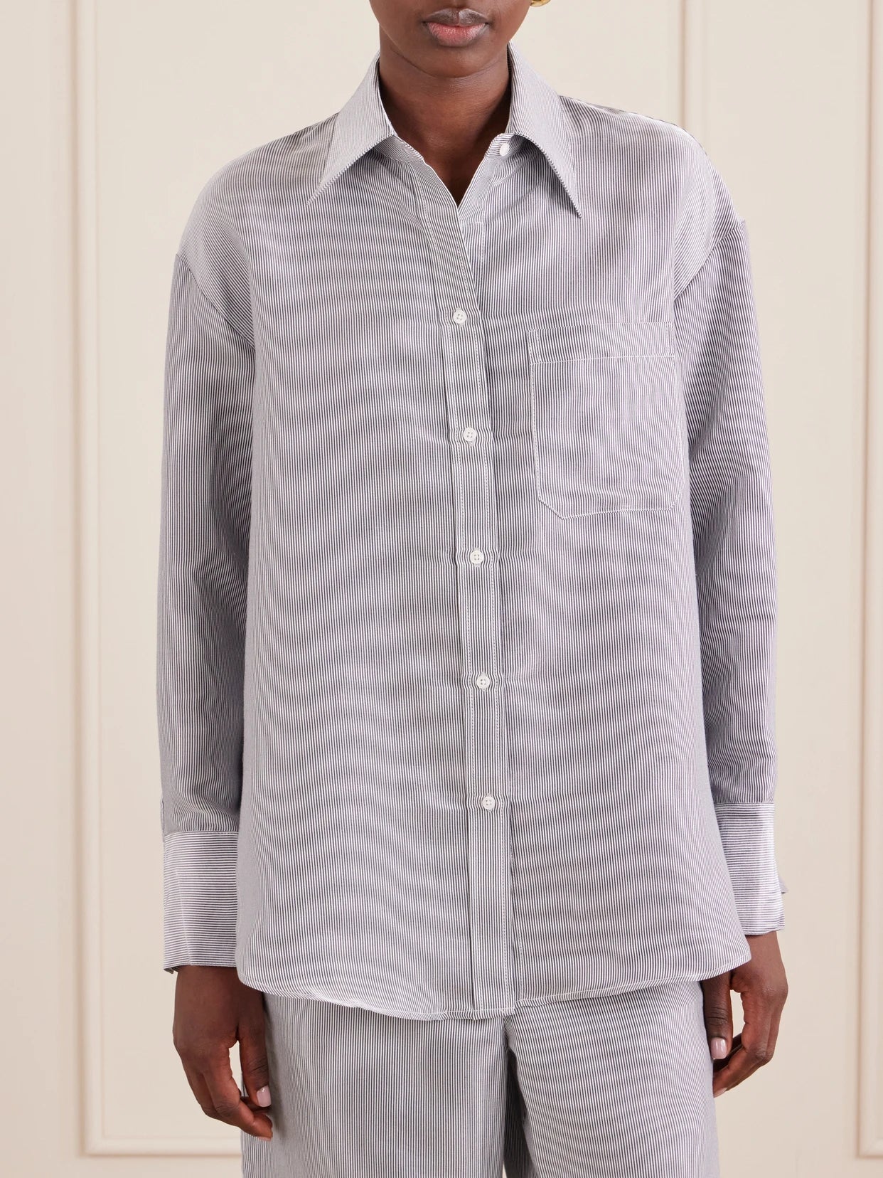 Big Joe Striped Cotton-blend Garbardine Shirt