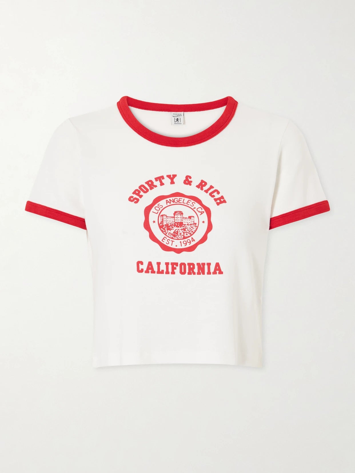 Image of Sleepwear & Loungewear. Product name - Printed Cotton-jersey T-shirt in White colour by brand - Sporty & Rich