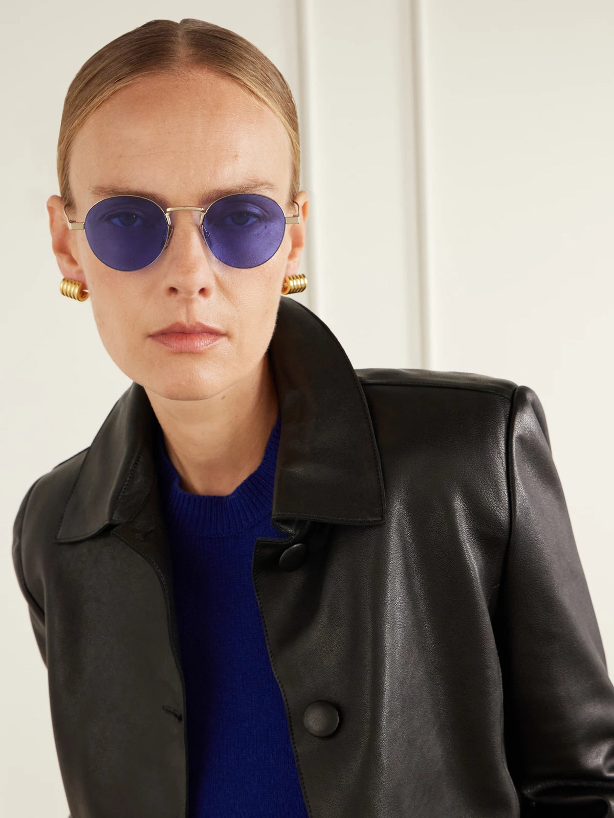 Image of Sunglasses. Product name - Round-frame Gold-tone Sunglasses in Multi colour by brand - CELINE Eyewear
