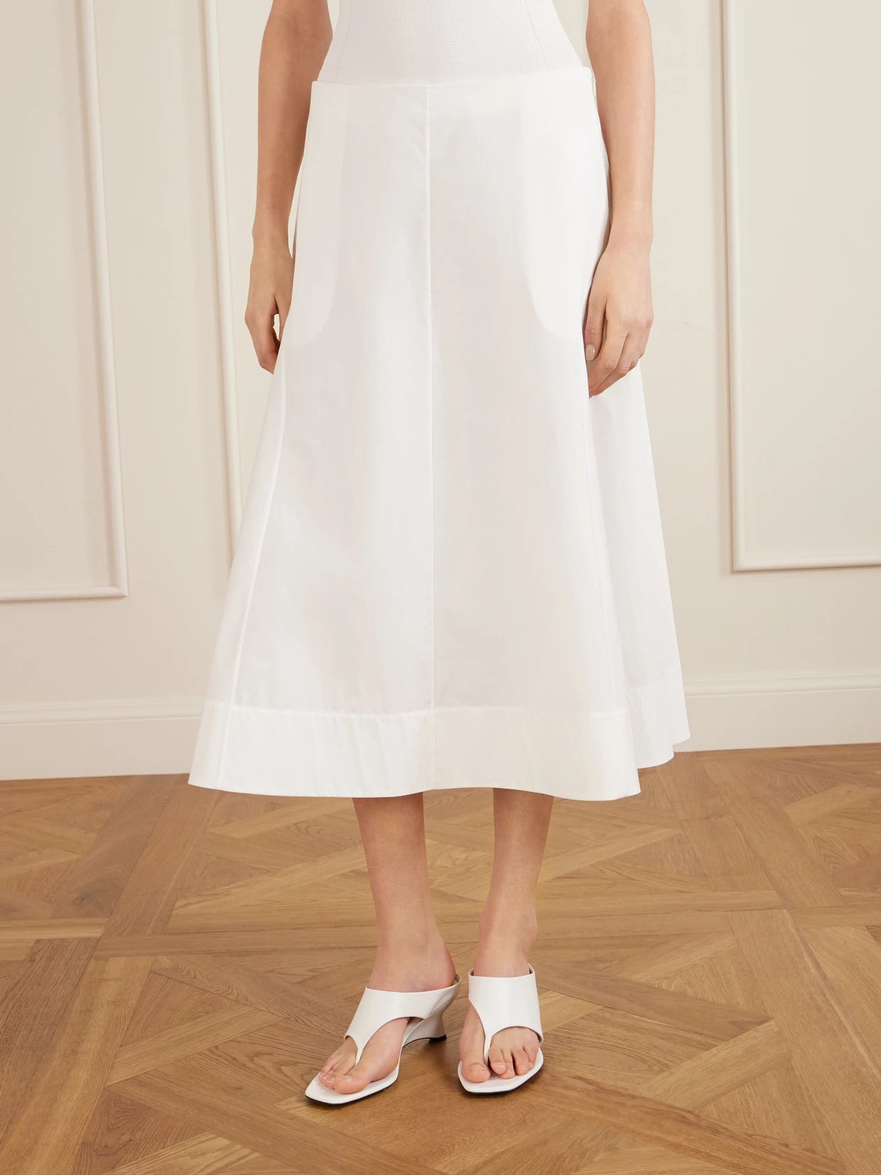 Artin Paneled Cotton-poplin Midi Skirt