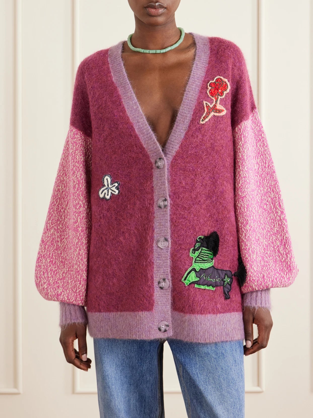Mlak Bead-embellished Mohair, Alpaca And Wool-blend Cardigan