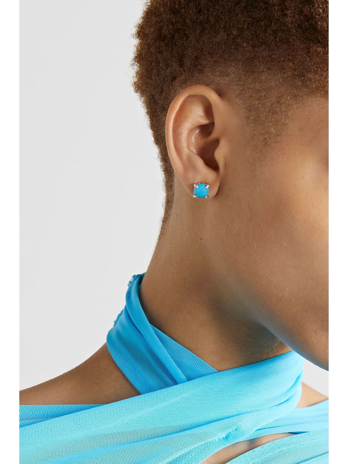 Image of Earrings. Product name - Châtelaine 18-karat Gold, Diamond And Turquoise Earrings in Multi colour by brand - David Yurman