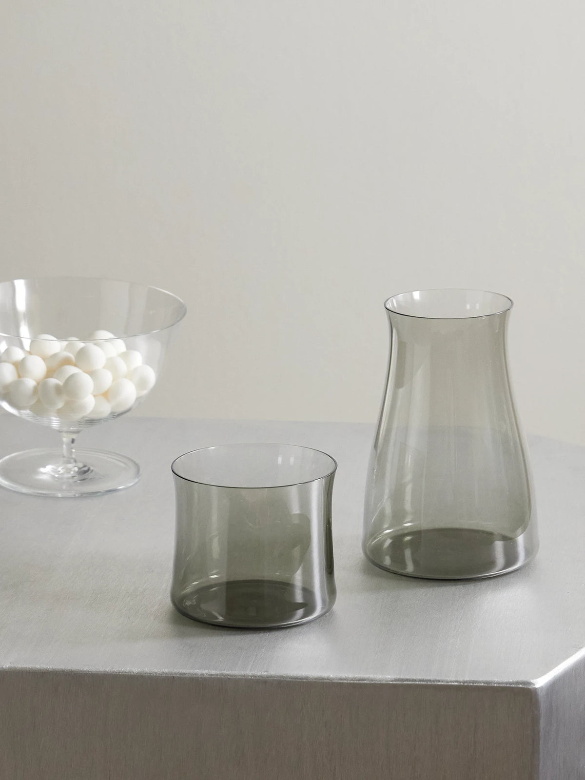 Image of Tableware. Product name - Night Crystal Glass Decanter And Tumbler Set in Gray colour by brand - LOBMEYR