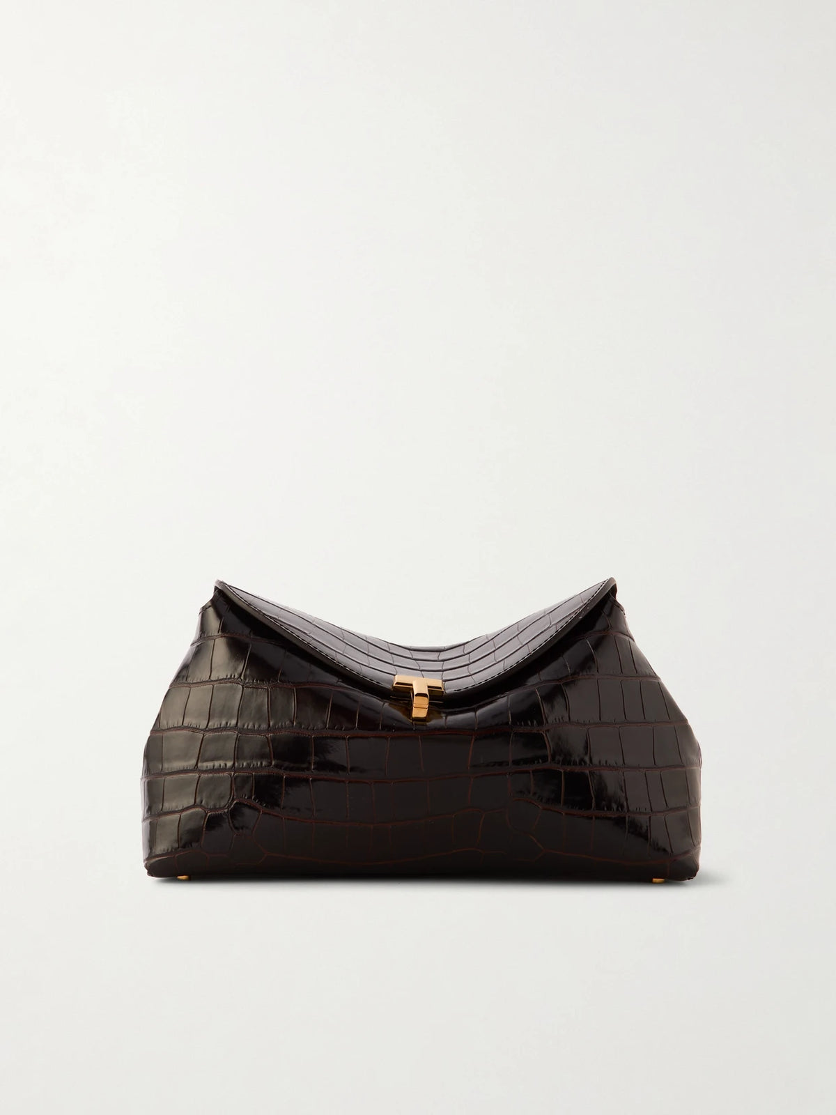 T-lock Croc-effect Leather Clutch