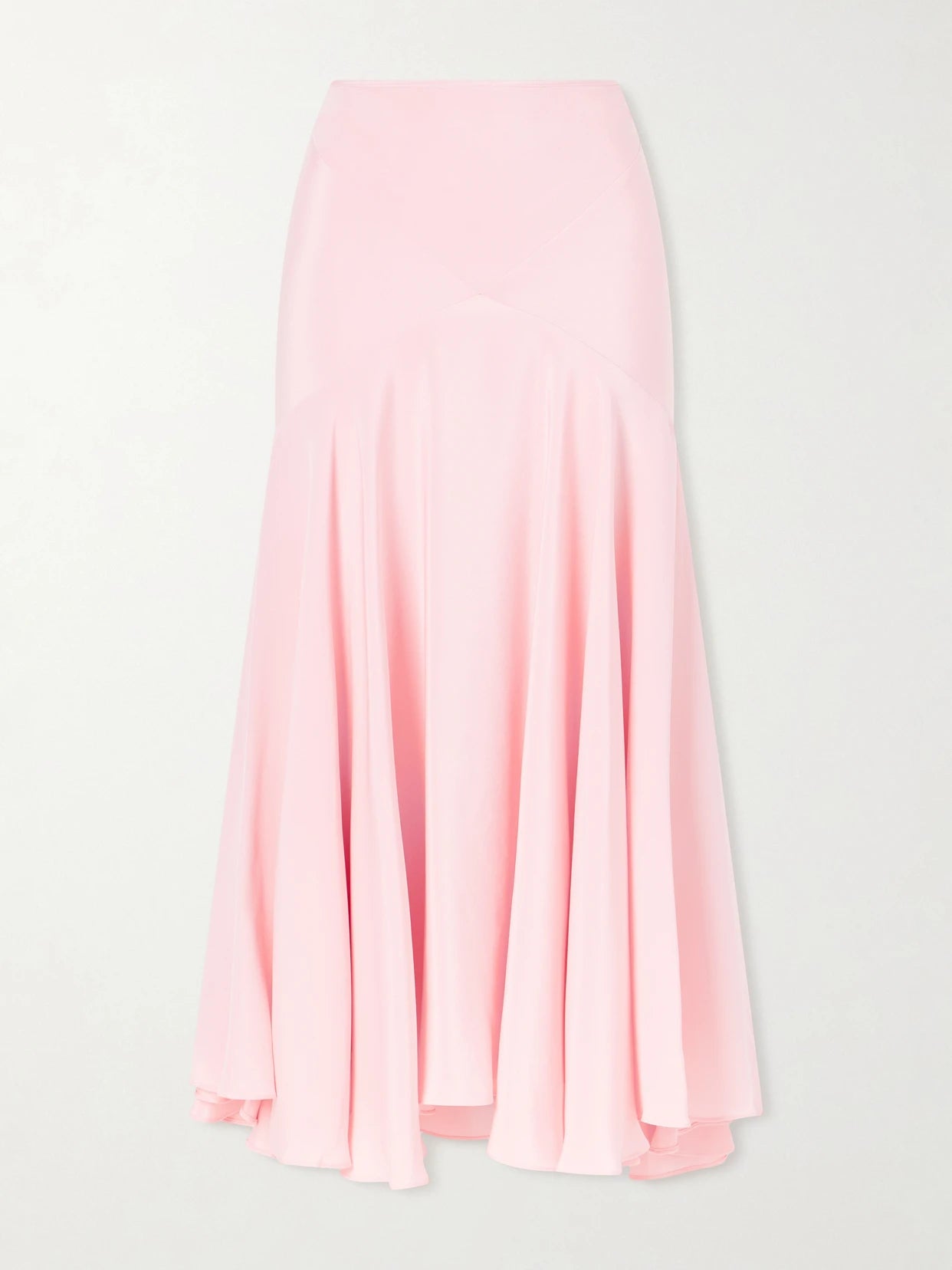 Image of a model wearing Skirts. Product name - Draped Silk-crepe Midi Skirt in Pink colour by brand - Rodarte