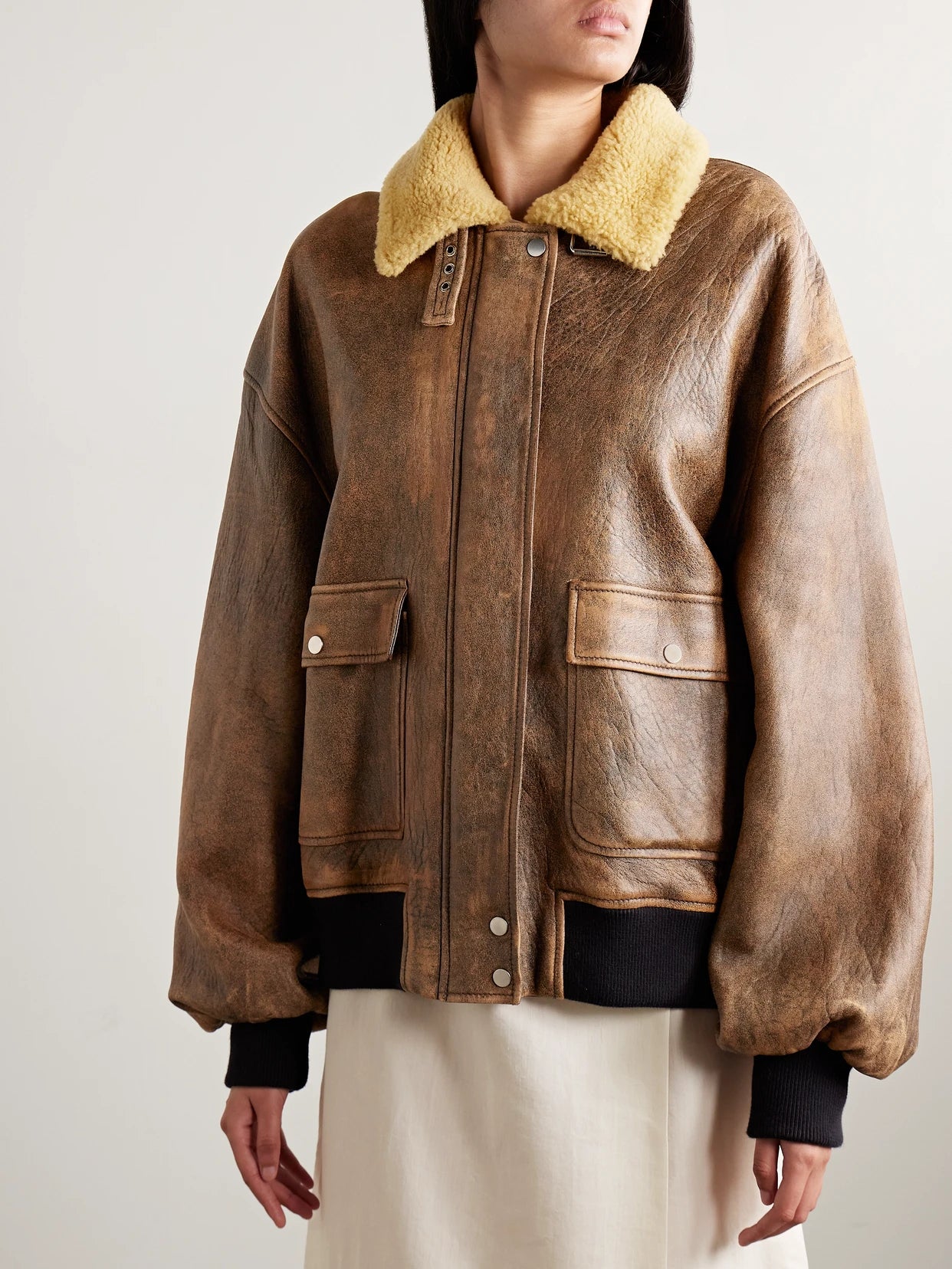 Sandor Shearling-trimmed Leather Jacket