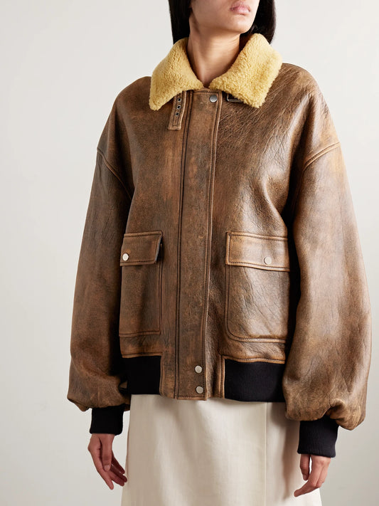 Sandor Shearling-trimmed Leather Jacket