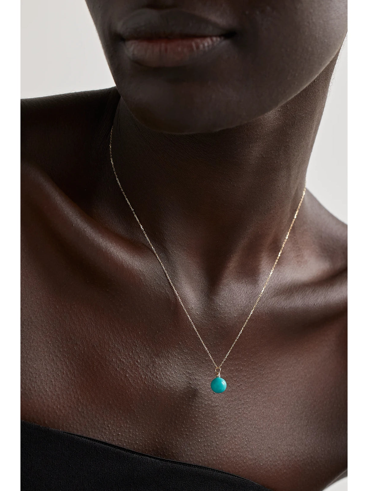 Image of Necklaces. Product name - 14-karat Gold, Turquoise And Diamond Necklace in Multi colour by brand - Mateo