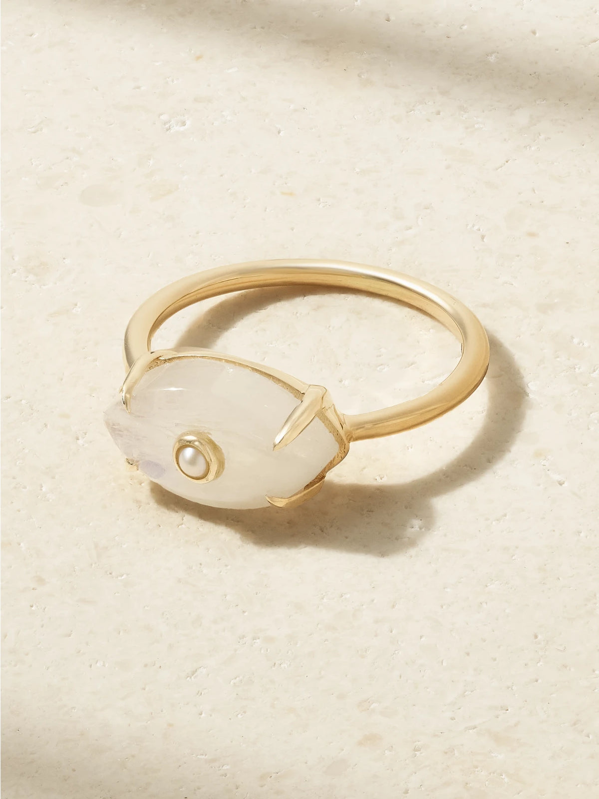 Evil Eye 14-karat Gold, Moonstone And Pearl Ring