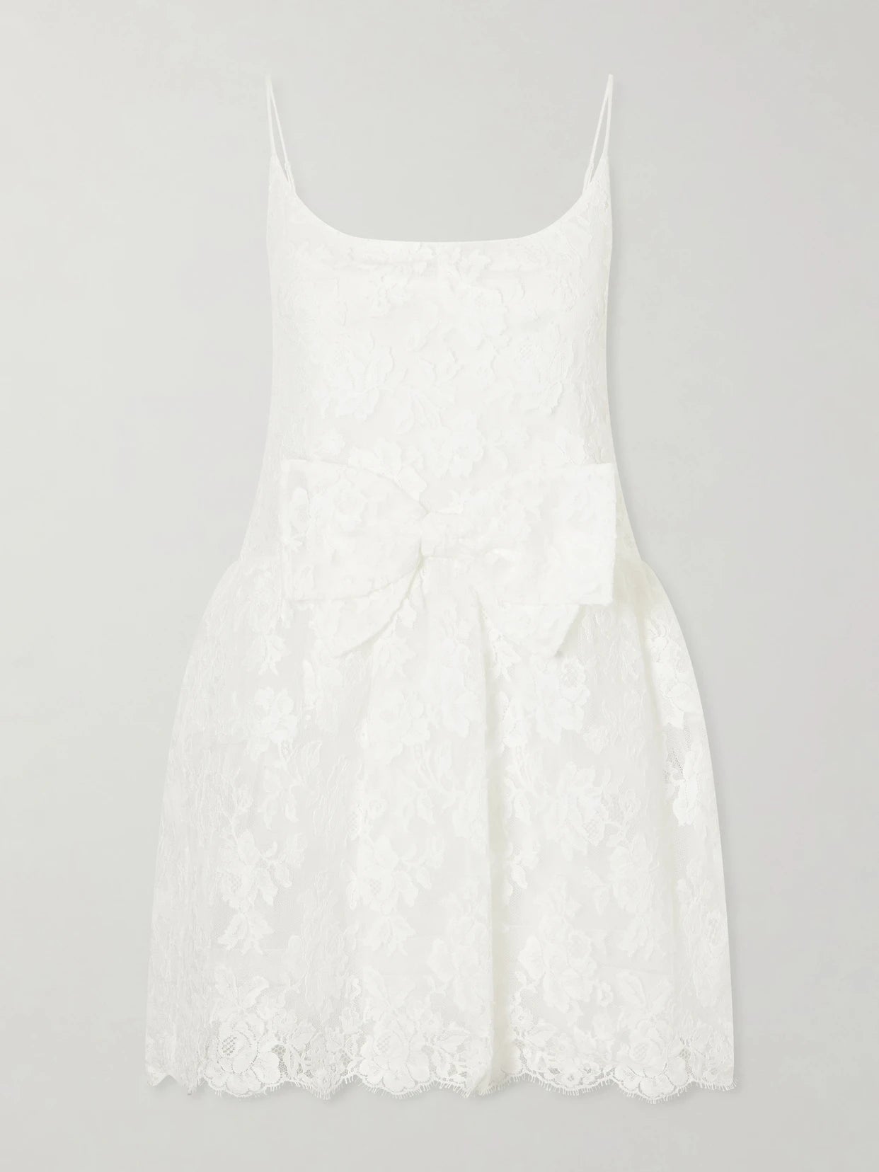 Bow-detailed Lace Mini Dress