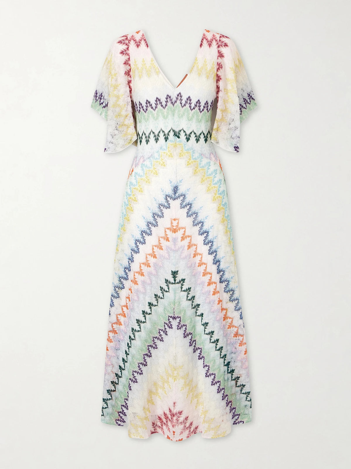 Striped Metallic Crochet-knit Maxi Dress