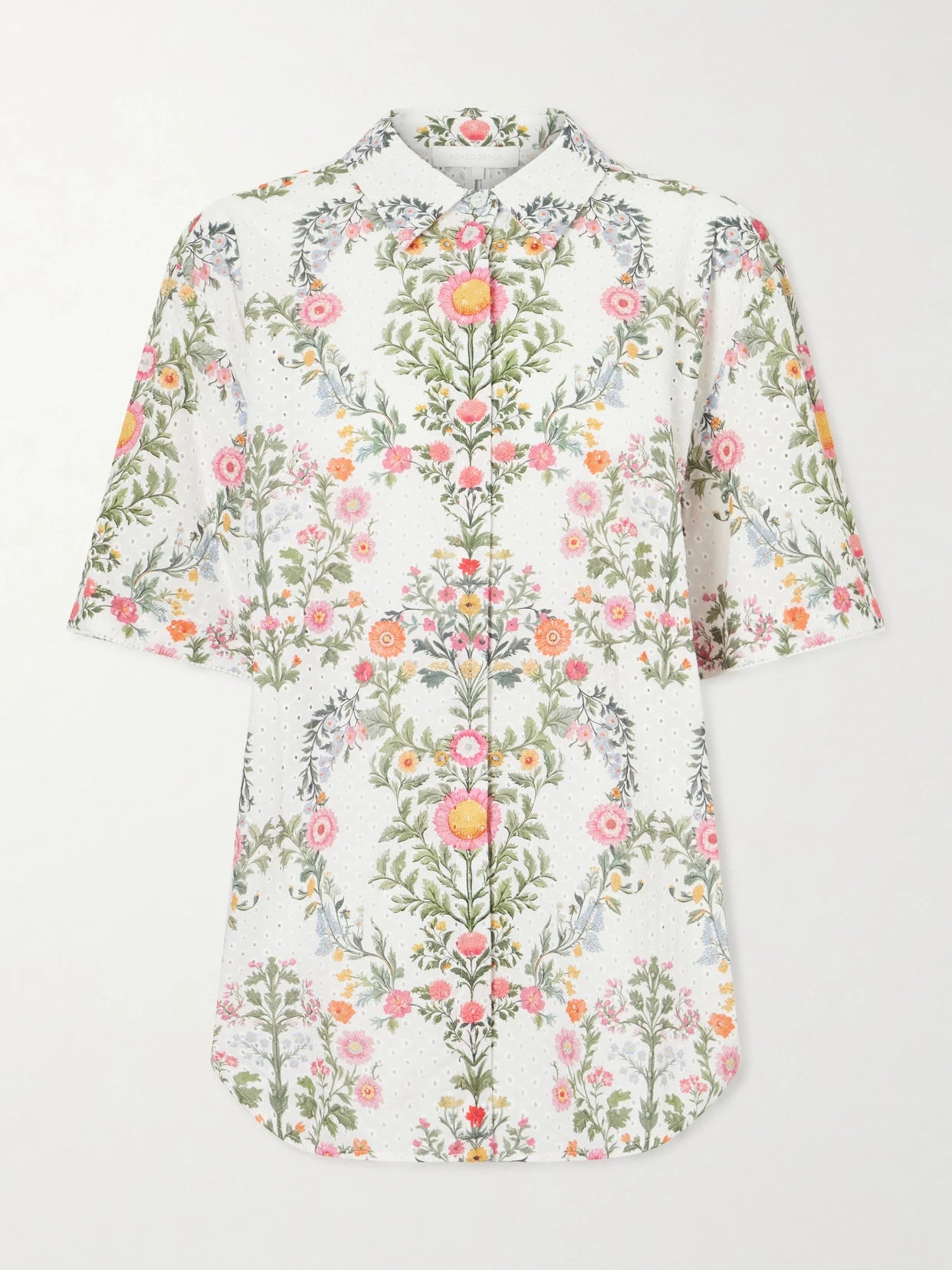 Akari Printed Broderie Anglaise Cotton Shirt
