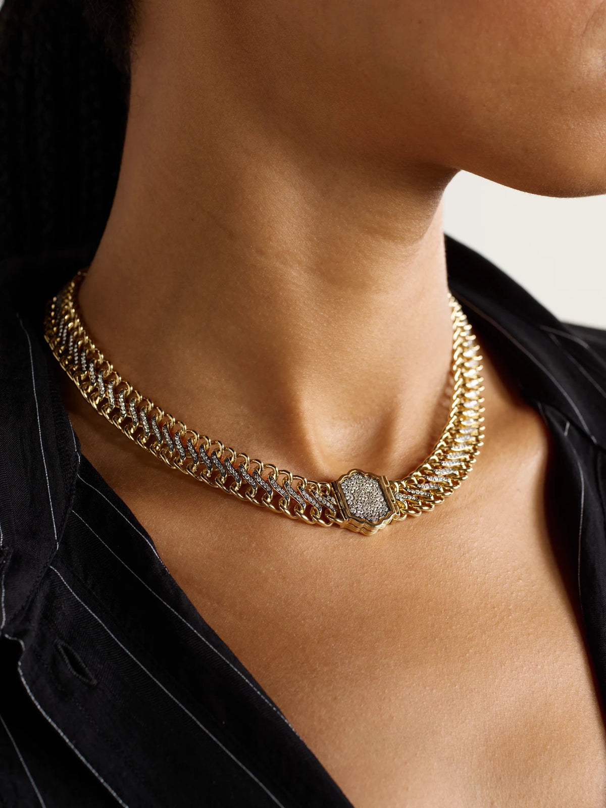 Image of Necklaces. Product name - Medusa 14-karat Recycled Gold Diamond Necklace in Multi colour by brand - Lucy Delius