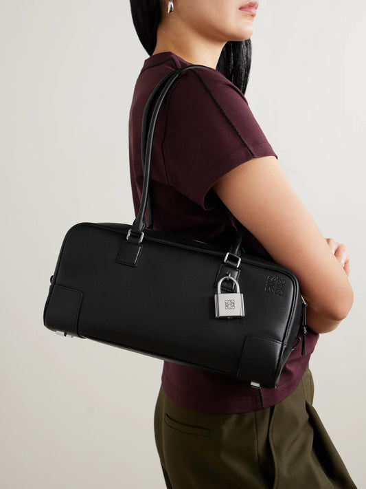 Image of Bags. Product name - Amazona 31 Embellished Leather Shoulder Bag in Black colour by brand - LOEWE