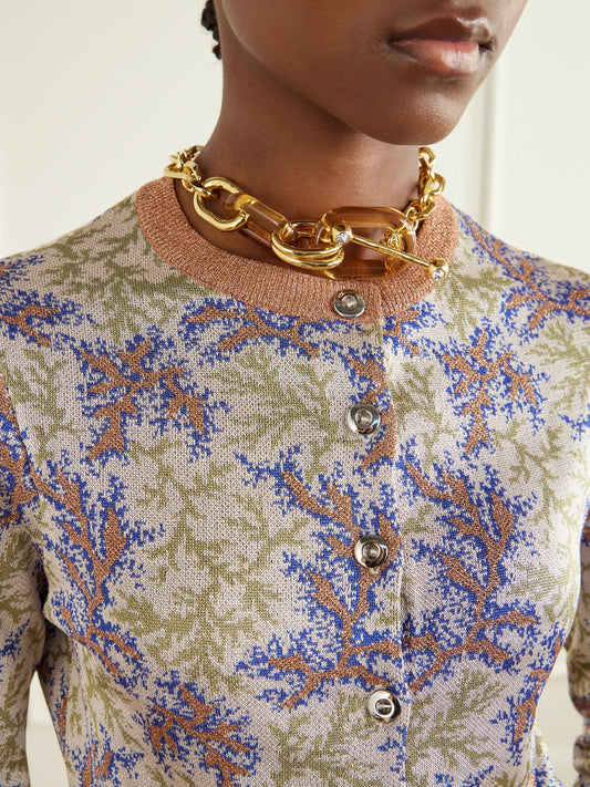Image of Necklaces. Product name - Gold-tone Necklace in Orange colour by brand - RABANNE