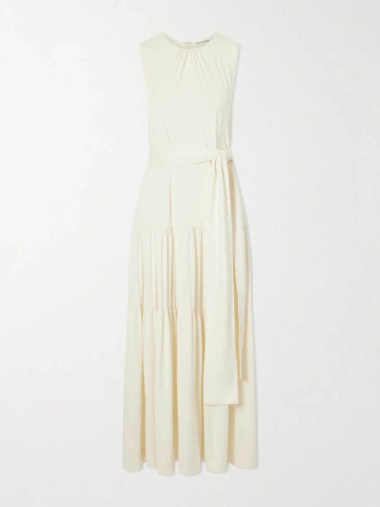 Liza Belted Tiered Gathered Jersey Maxi Dress