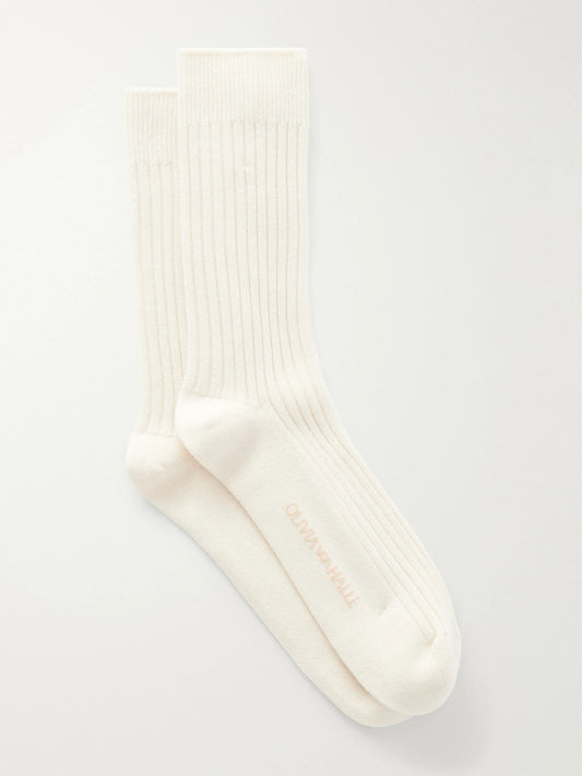 Olivia von Halle Spencer Ribbed Silk And Cashmere-blend Socks