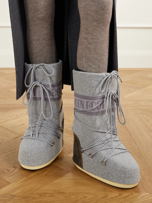 Moon Boot Icon Nubuck-trimmed Felt Knee Boots