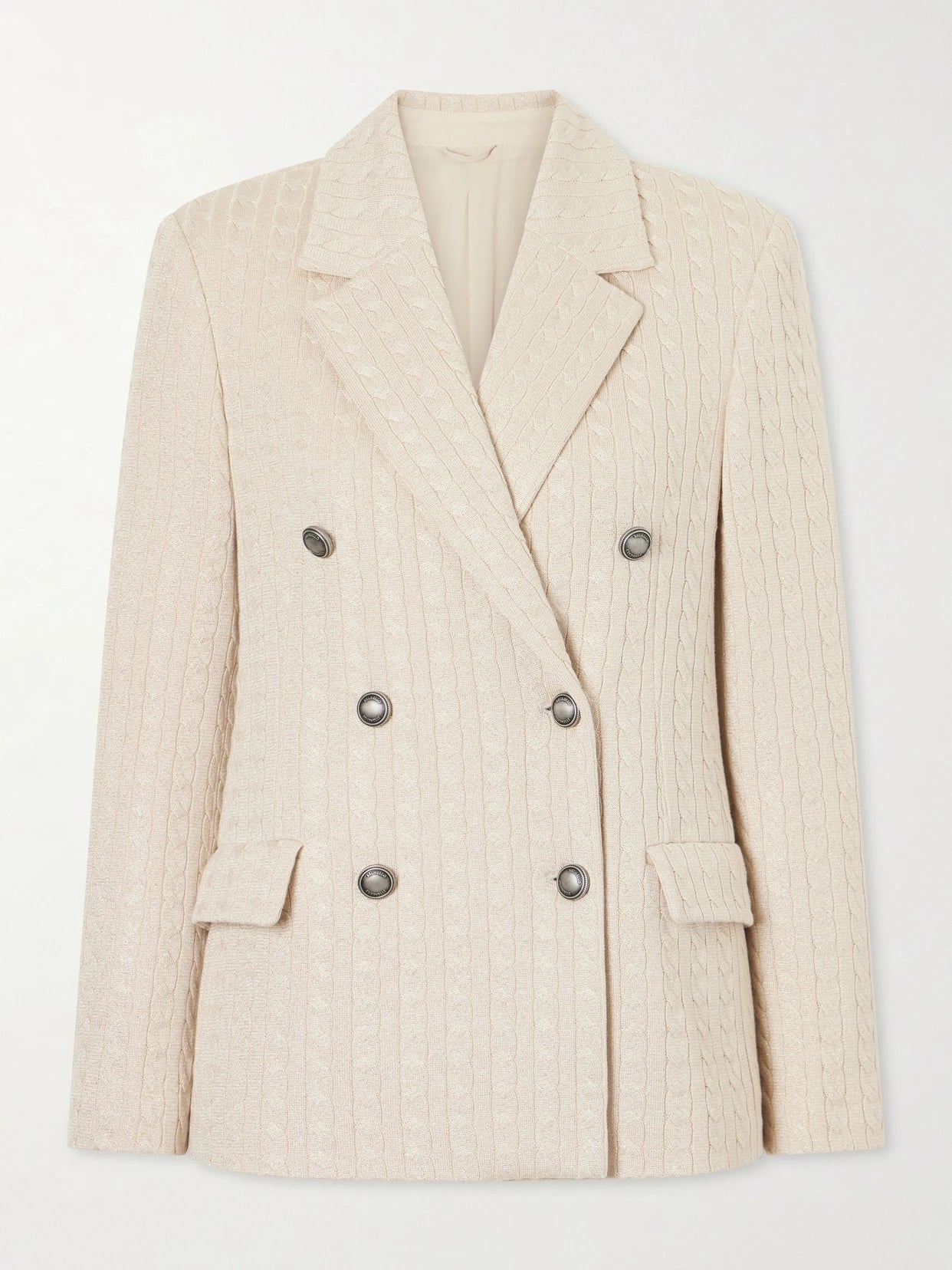 Cable-knit Cotton-blend Double-breasted Blazer