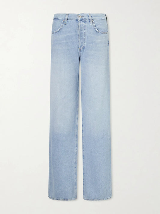 Image of Jeans. Product name - Annina Mid-rise Straight-leg Jeans in Light denim colour by brand - Citizens of Humanity
