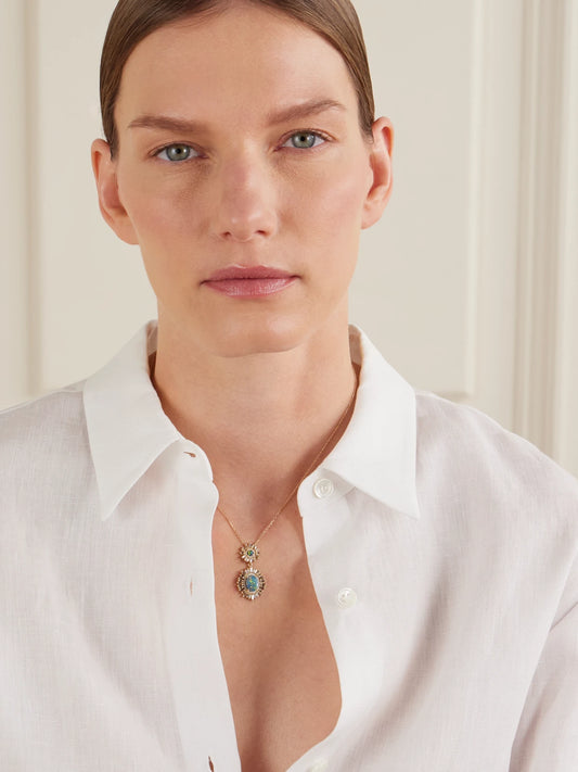 18-karat Gold, Opal And Diamond Necklace