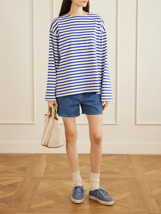 Image of Sneakers. Product name - Soul-star Leather-trimmed Suede Sneakers in Azure colour by brand - Golden Goose
