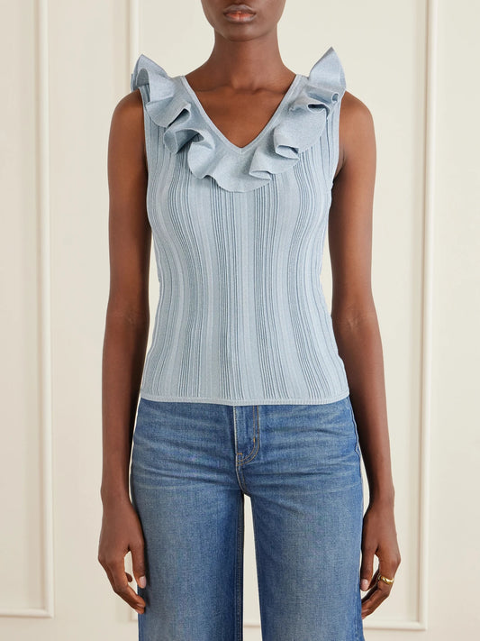 Aster Metallic Ruffled Top