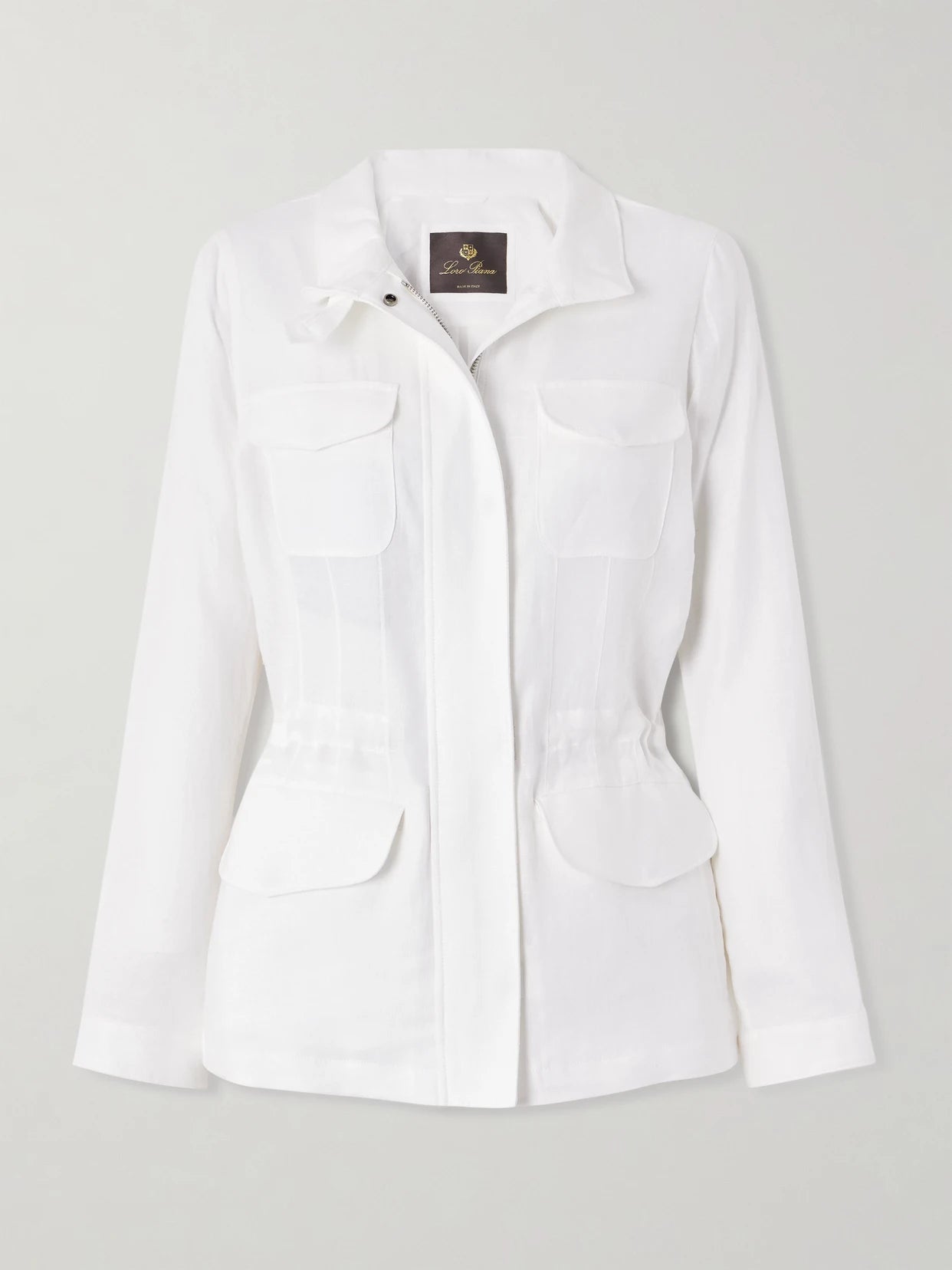 Image of Coats & Jackets. Product name - Traveller Linen Jacket in White colour by brand - Loro Piana